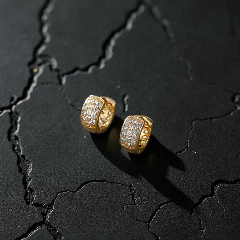 Xuping Jewelry Gold-Plated Gold Toned AD Studded Contemporary Hoop Earrings