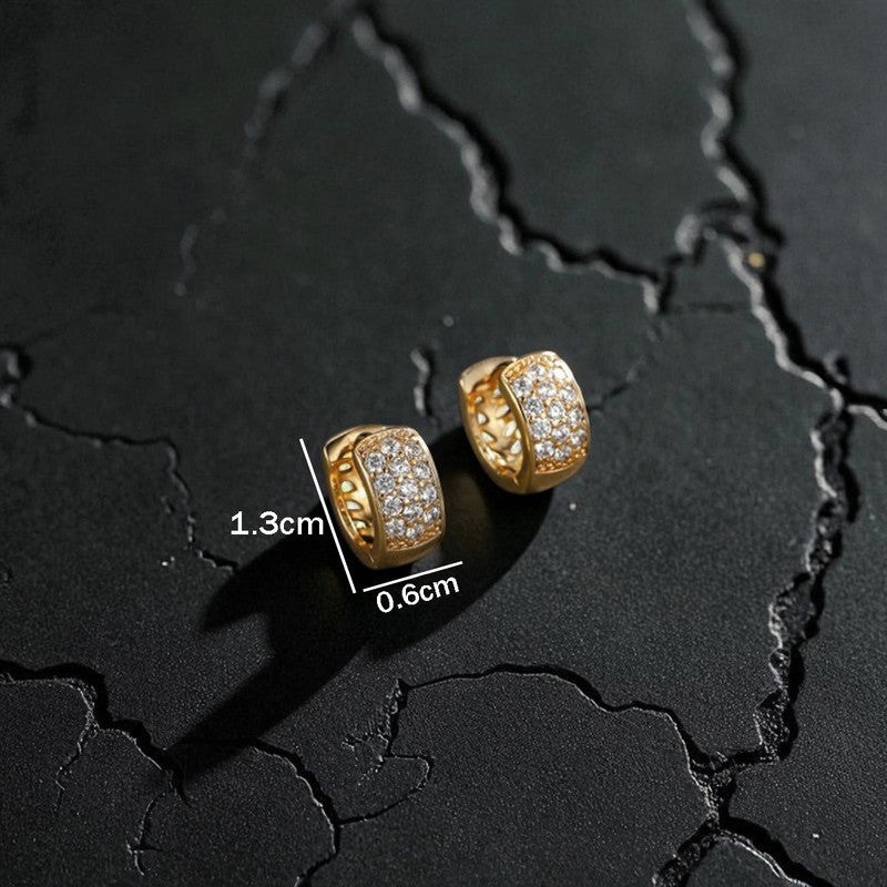 Xuping Jewelry Gold-Plated Gold Toned AD Studded Contemporary Hoop Earrings