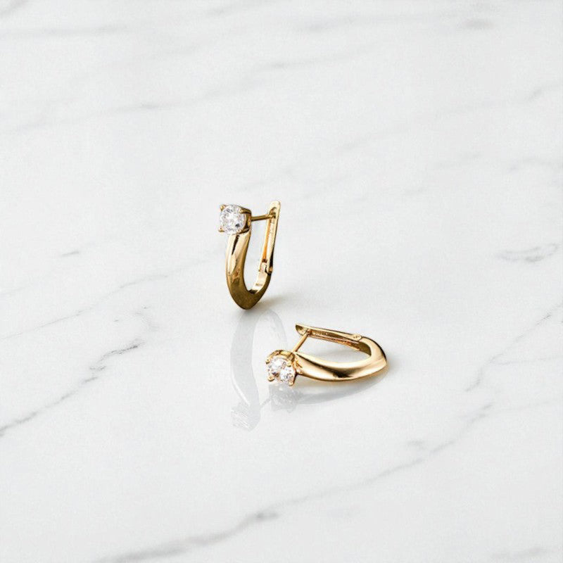 Xuping Jewelry Gold-Plated Gold Toned AD Studded Contemporary Hoop Earrings