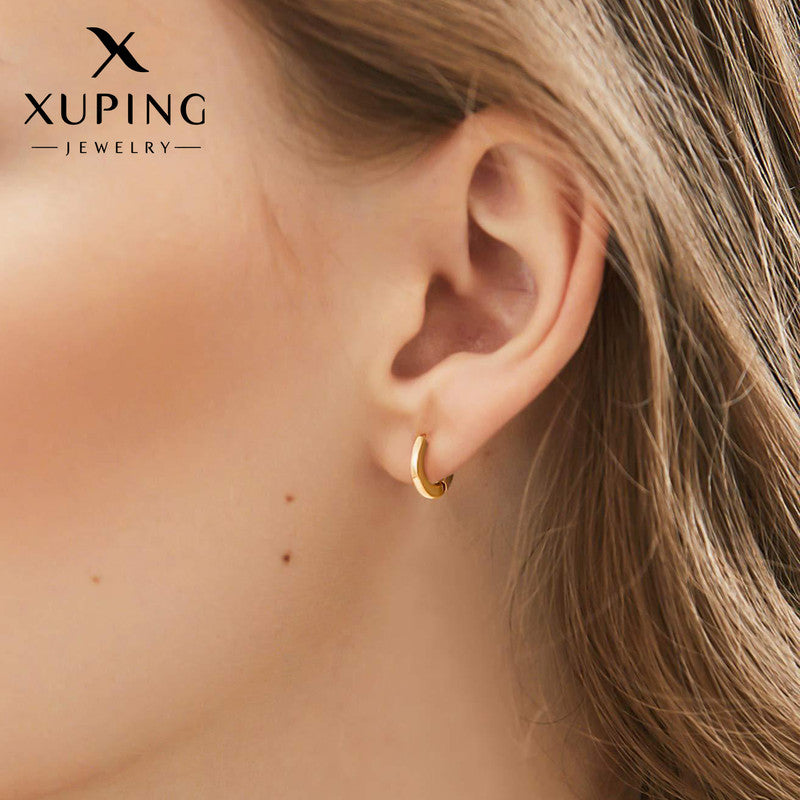 Xuping Jewelry Gold-Plated Gold Toned Contemporary Hoop Earrings