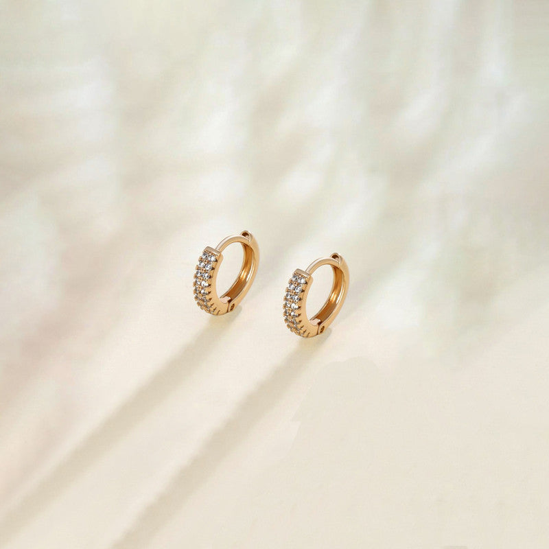 Xuping Jewelry Gold-Plated Gold Toned AD Studded Contemporary Hoop Earrings