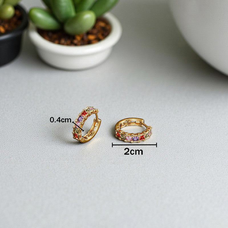 Xuping Jewelry Gold-Plated Multicolour AD Studded Hoop Earrings
