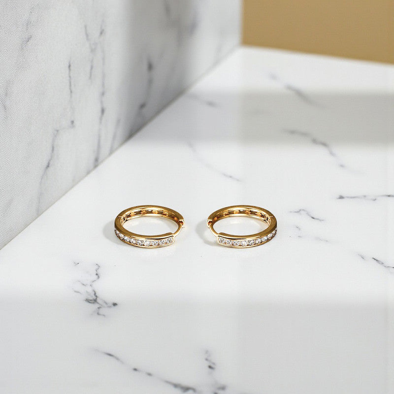 Xuping Jewelry Gold-Plated Gold Toned AD Studded Contemporary Hoop Earrings