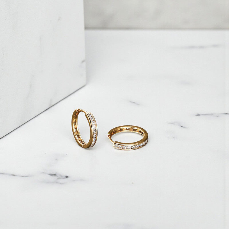 Xuping Jewelry Gold-Plated Gold Toned AD Studded Contemporary Hoop Earrings