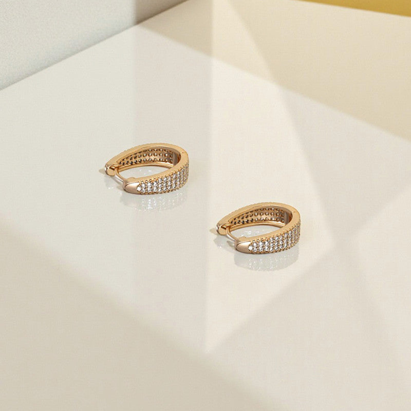 Xuping Jewelry Gold-Plated Gold Toned AD Studded Contemporary Hoop Earrings