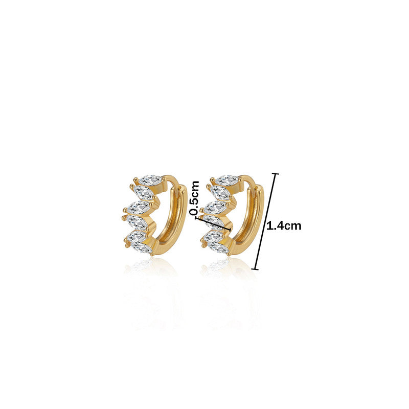Xuping Jewelry Gold-Plated Gold Toned AD Studded Contemporary Hoop Earrings