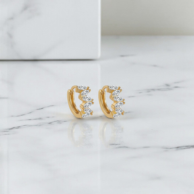 Xuping Jewelry Gold-Plated Gold Toned AD Studded Contemporary Hoop Earrings