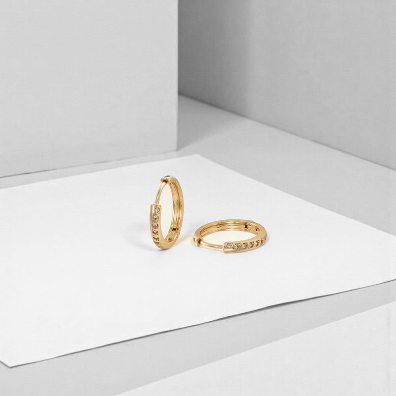 Xuping Jewelry Gold-Plated Gold Toned AD Studded Contemporary Hoop Earrings