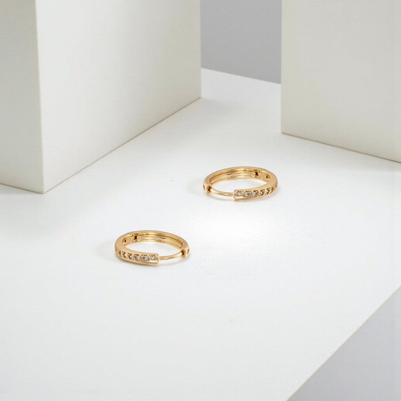 Xuping Jewelry Gold-Plated Gold Toned AD Studded Contemporary Hoop Earrings