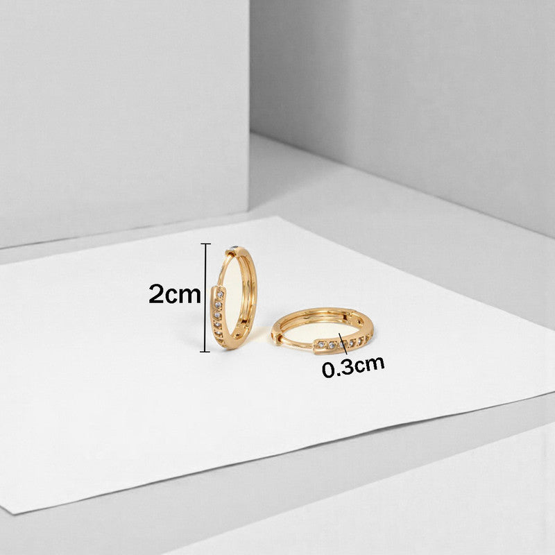 Xuping Jewelry Gold-Plated Gold Toned AD Studded Contemporary Hoop Earrings