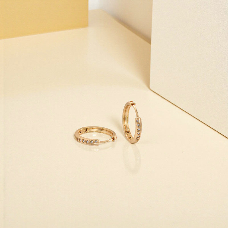 Xuping Jewelry Gold-Plated Gold Toned AD Studded Contemporary Hoop Earrings