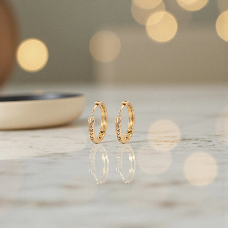 Xuping Jewelry Gold-Plated Gold Toned AD Studded Contemporary Hoop Earrings