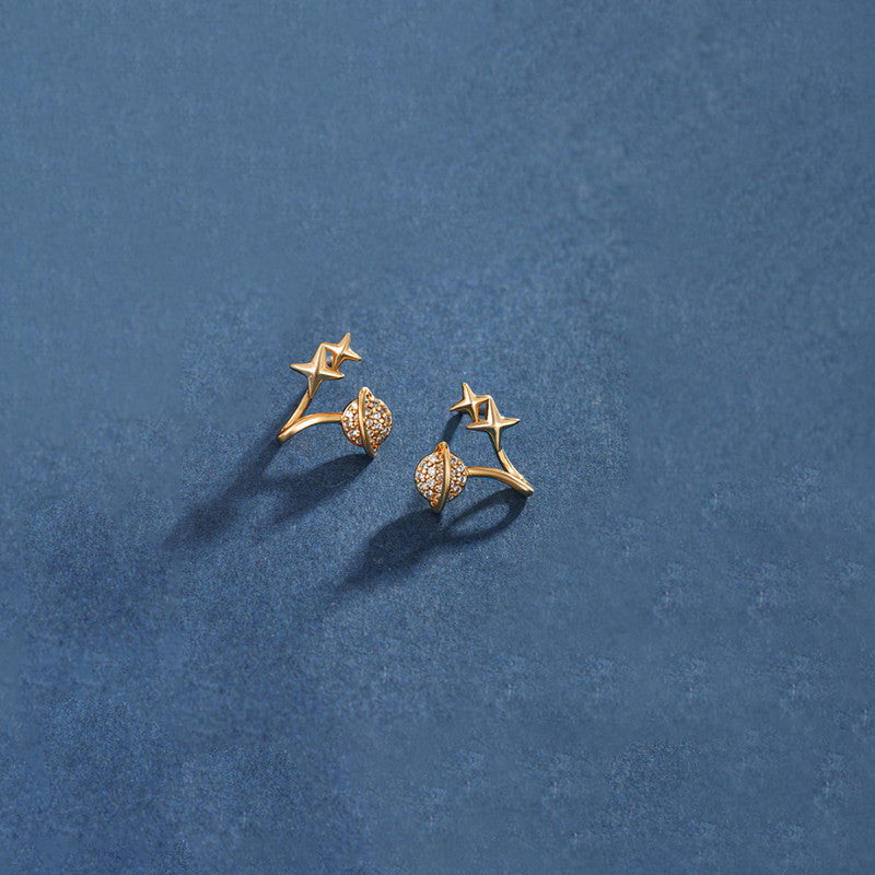 Xuping Jewelry Gold Plated Gold Toned Astro-Geological Themed AD Studded Ear Hoops