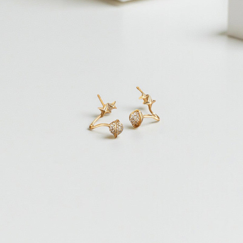 Xuping Jewelry Gold Plated Gold Toned Astro-Geological Themed AD Studded Ear Hoops