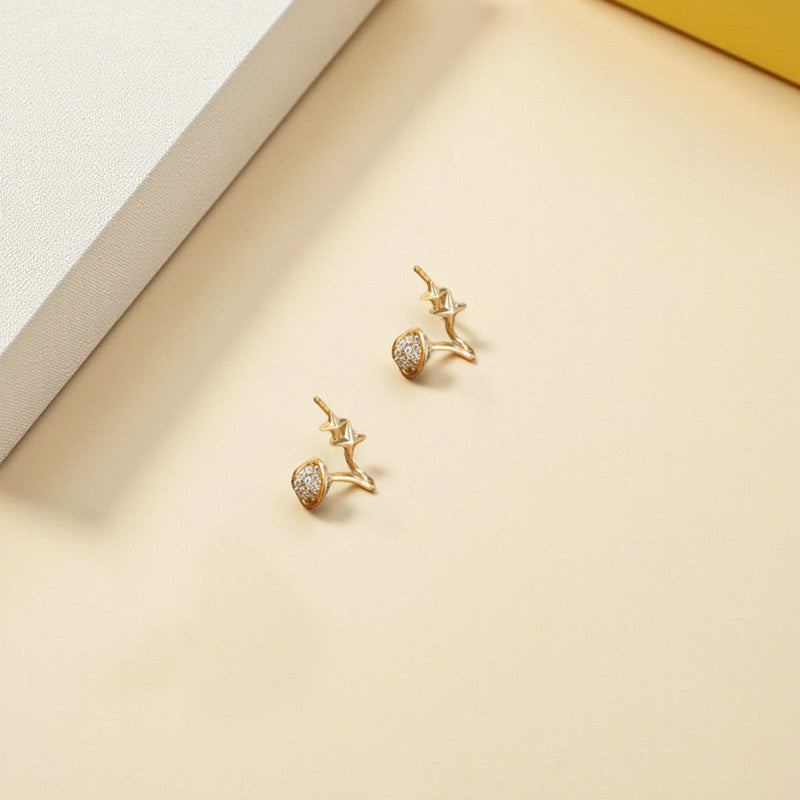 Xuping Jewelry Gold Plated Gold Toned Astro-Geological Themed AD Studded Ear Hoops