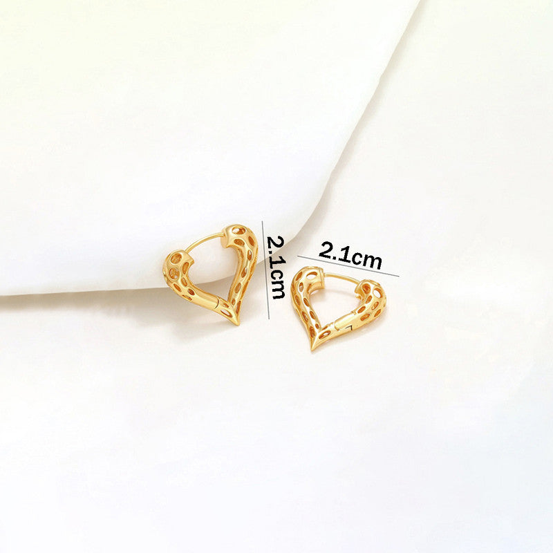Xuping Jewelry Gold Plated Gold Toned Heart Themed Contemporary Hoop Earrings