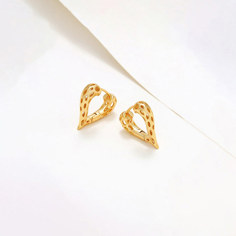 Xuping Jewelry Gold Plated Gold Toned Heart Themed Contemporary Hoop Earrings