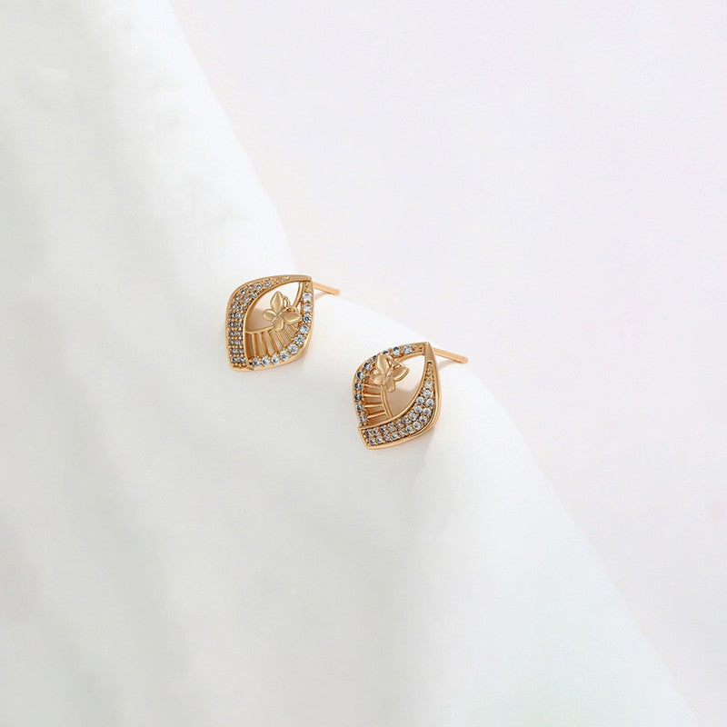 Xuping Jewelry Gold-Plated Butterfly Themed AD Studded Stud Earrings