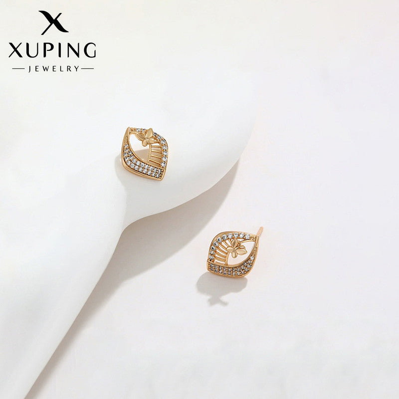 Xuping Jewelry Gold-Plated Butterfly Themed AD Studded Stud Earrings