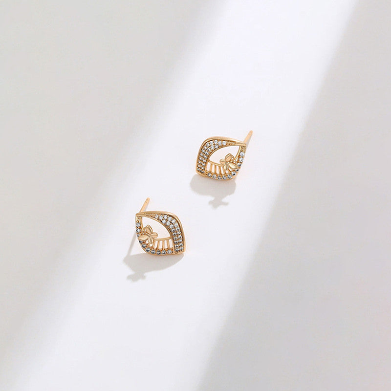 Xuping Jewelry Gold-Plated Butterfly Themed AD Studded Stud Earrings