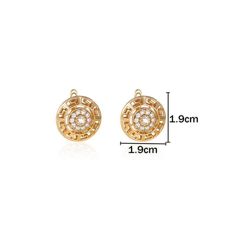 Xuping Jewelry Gold-Plated Round Shape AD Studded Stud Earrings