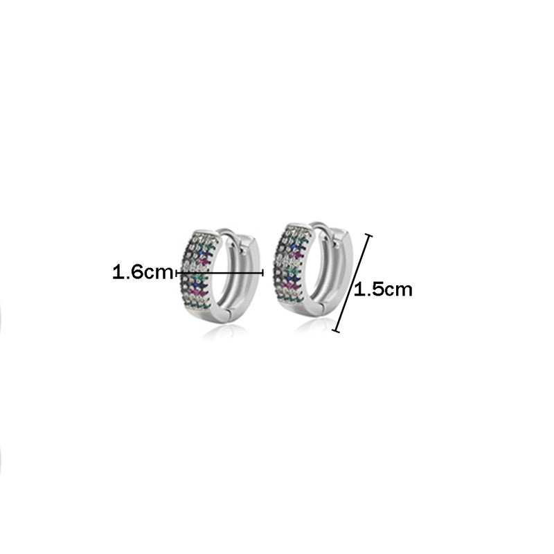 Xuping Jewelry Silver-Plated Multicolour Silver Toned AD Studded Contemporary Hoop Earrings