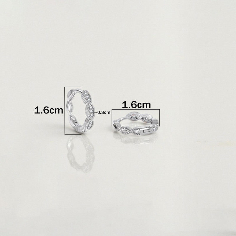 Xuping Jewelry Silver-Plated Silver Toned AD Studded Contemporary Hoop Earrings