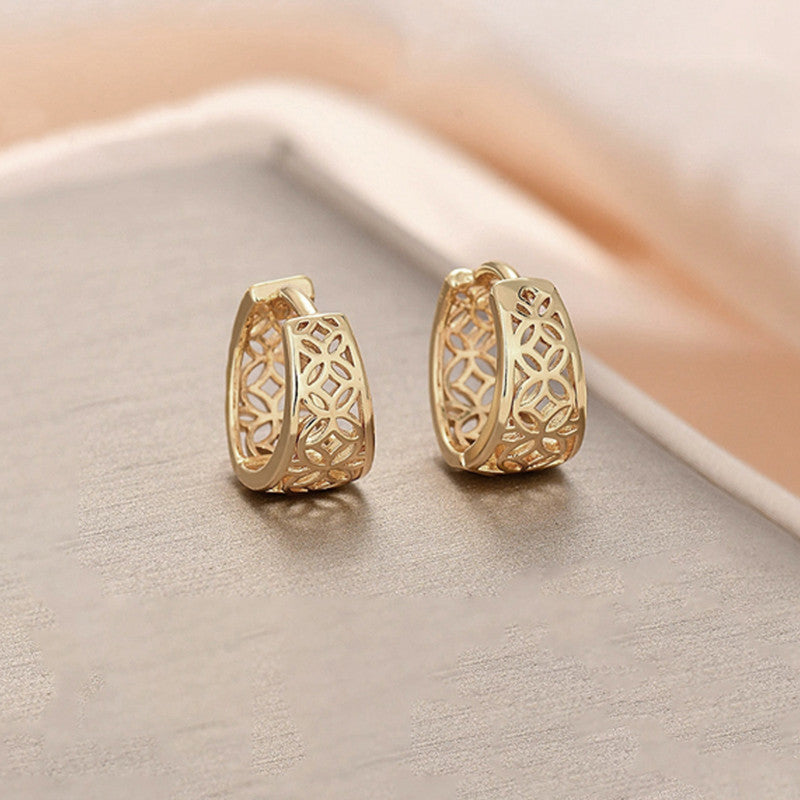 Xuping Jewelry Gold-Plated Gold Toned Contemporary Hoop Earrings