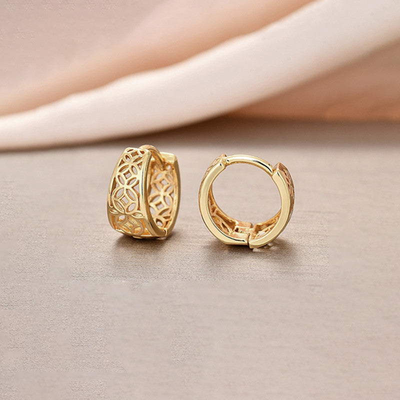 Xuping Jewelry Gold-Plated Gold Toned Contemporary Hoop Earrings