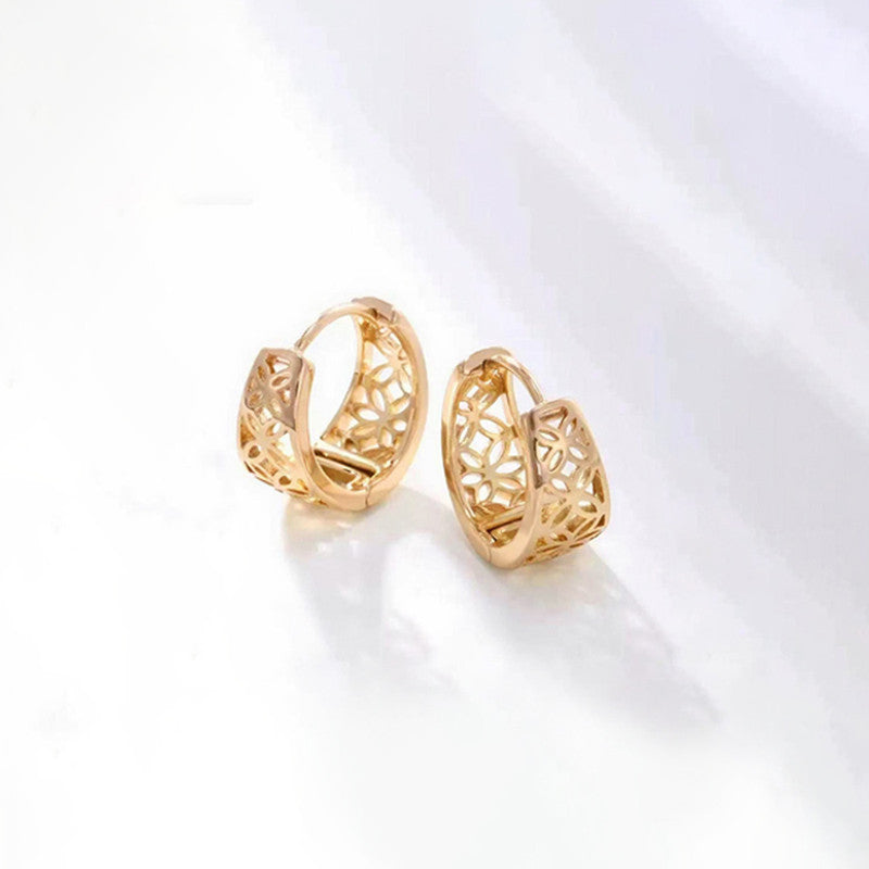 Xuping Jewelry Gold-Plated Gold Toned Contemporary Hoop Earrings