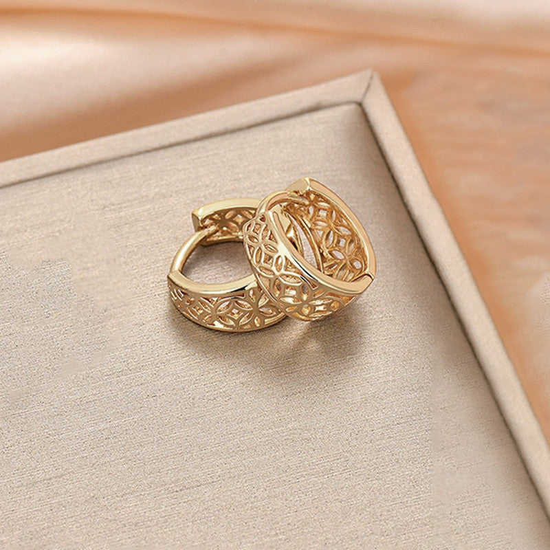 Xuping Jewelry Gold-Plated Gold Toned Contemporary Hoop Earrings