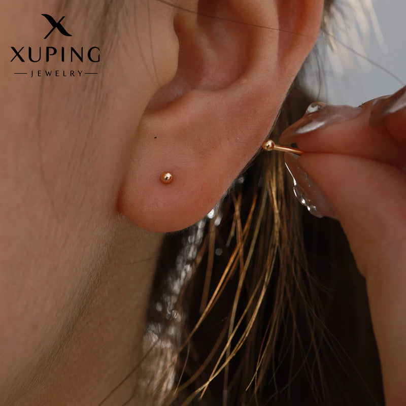 Xuping Jewelry Gold Plated Contemporary Round Shaped Stud Earrings