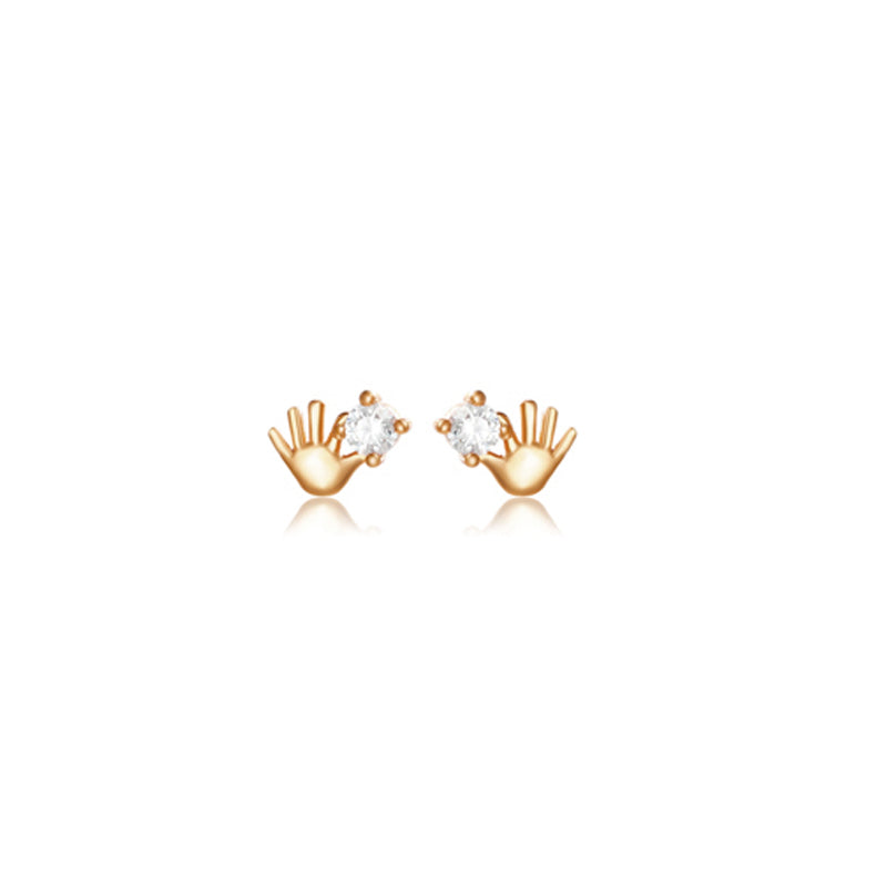 Xuping Jewelry Gold-Plated Gold Toned Hand Shaped Contemporary Stud Earrings