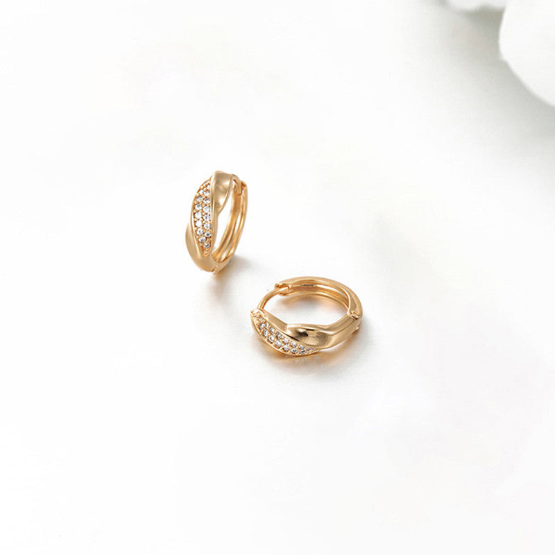 Xuping Jewelry Gold-Plated Gold Toned AD Studded Hoop Earrings