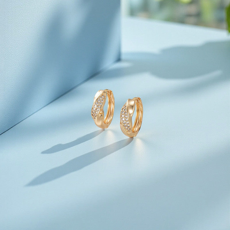 Xuping Jewelry Gold-Plated Gold Toned AD Studded Hoop Earrings