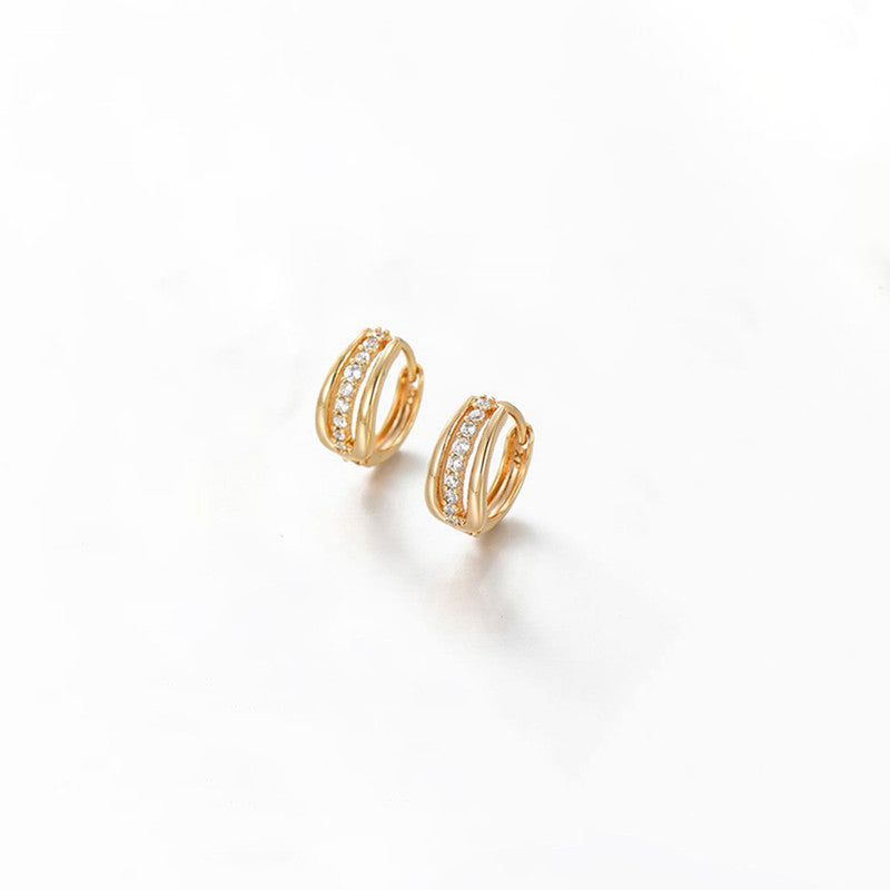 Xuping Jewelry Gold-Plated Gold Toned AD Studded Hoop Earrings
