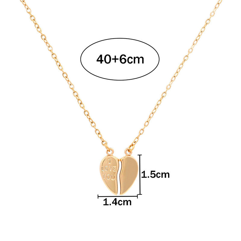 Xuping Jewelry Gold Plated Gold Toned Broken Heart Themed Contemporary Pendant With Chain