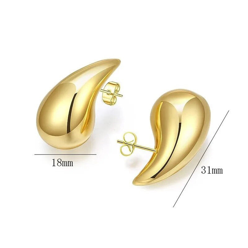 18K Gold & Silver Plated Glossy Chunky Dome Drop Earrings