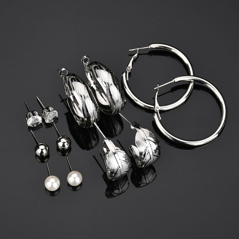 Delicate Leaf Pearl and AD Fabulous Stud and Drop Earrings For Women