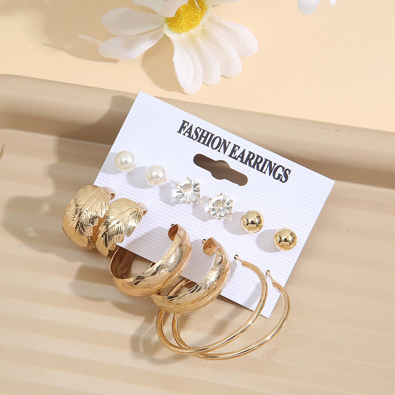 Ravishing Leaf Pearl and AD Brilliant Stud and Drop Earrings For Women