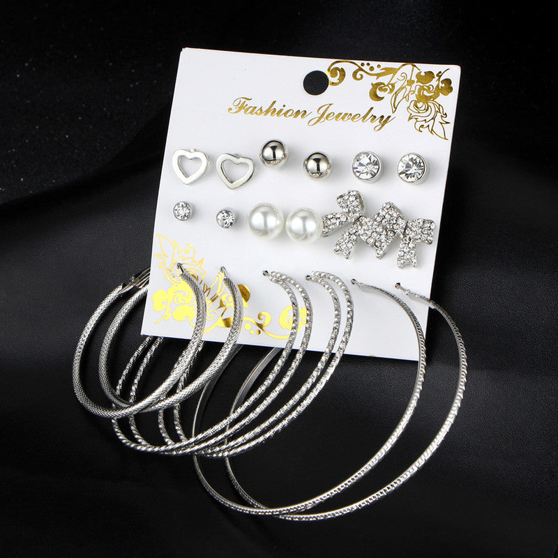 Amazing Pearl and AD Heart Note Fabulous Stud and Hoop Earrings For Women