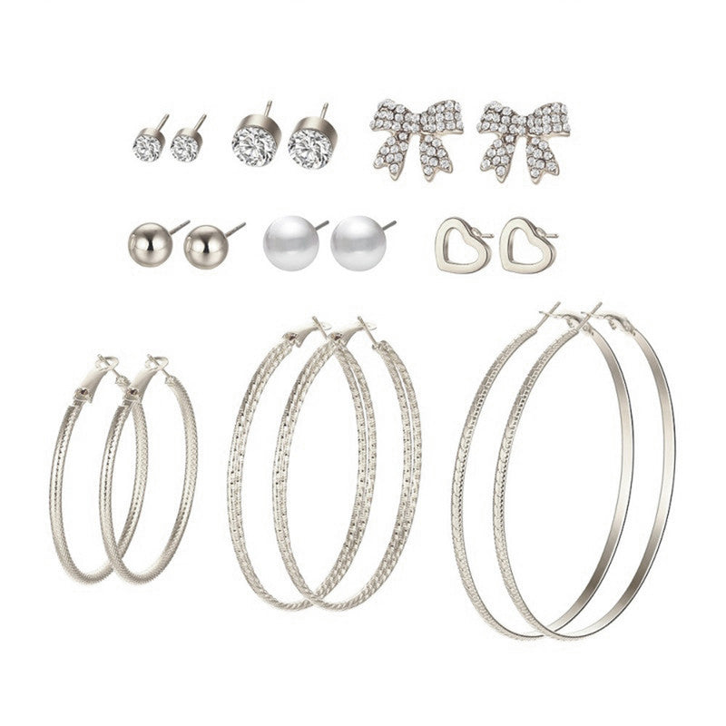 Amazing Pearl and AD Heart Note Fabulous Stud and Hoop Earrings For Women