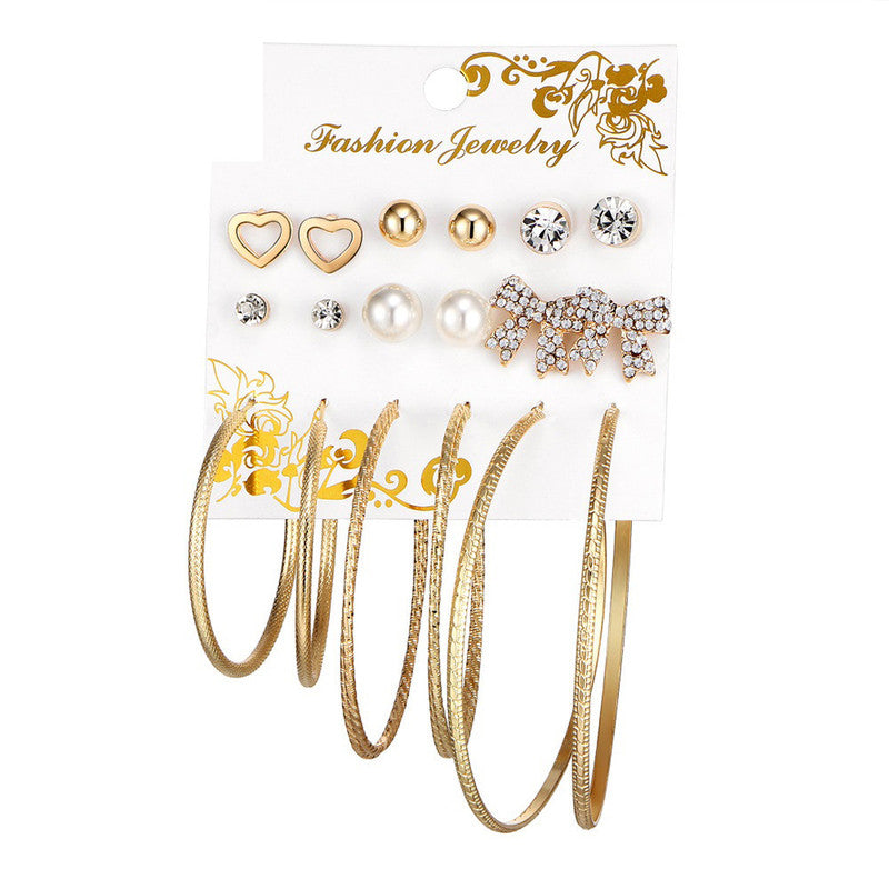 Splendid Pearl and AD Heart Note Swanky Stud and Hoop Earrings For Women