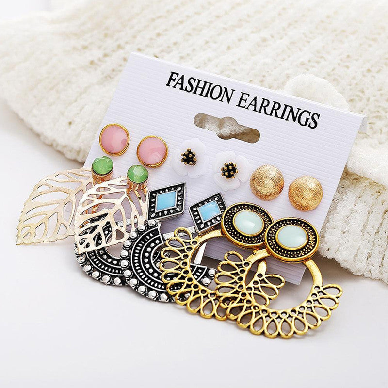 Gold Plated Artificial Stone Studded Earrings For Women