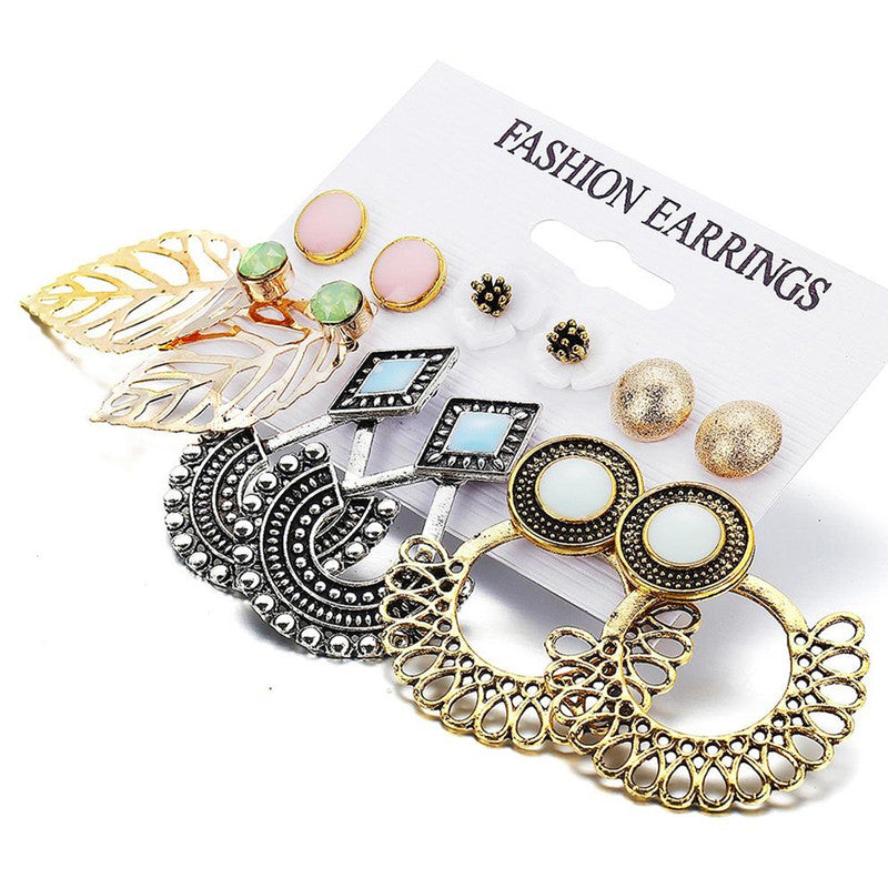 Gold Plated Artificial Stone Studded Earrings For Women