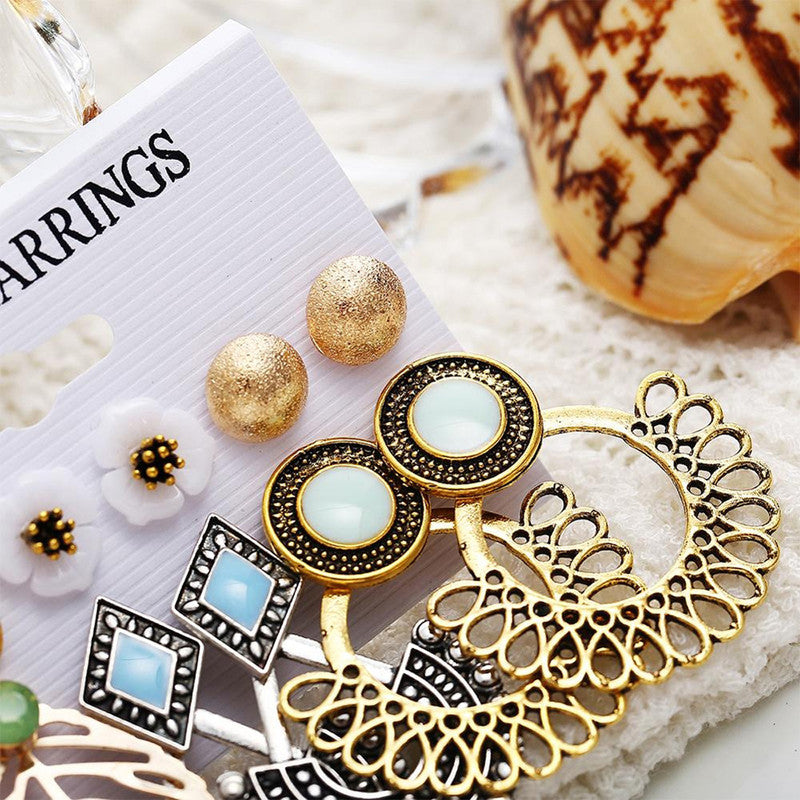 Gold Plated Artificial Stone Studded Earrings For Women