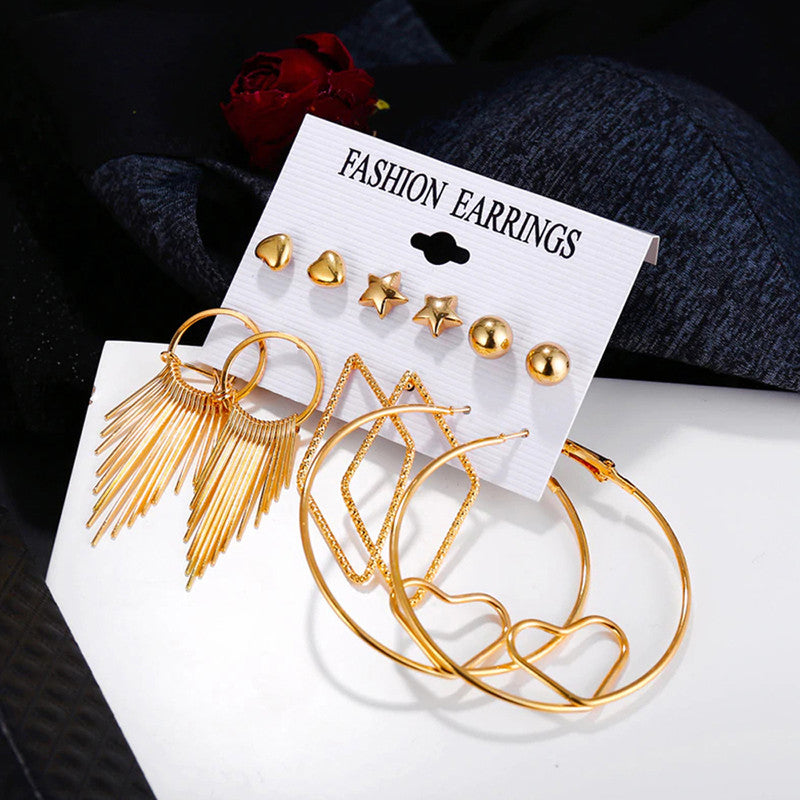 Splendid Heart Star Geometric Gold Plated Elegant Earrings For Women