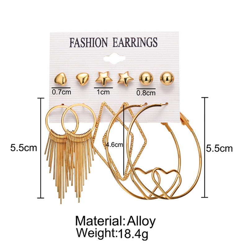 Splendid Heart Star Geometric Gold Plated Elegant Earrings For Women