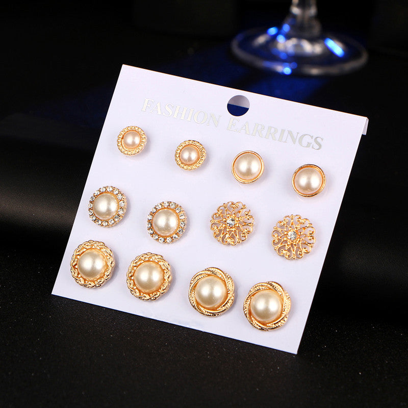 Gold Plated Geometric Stud Earrings For Women