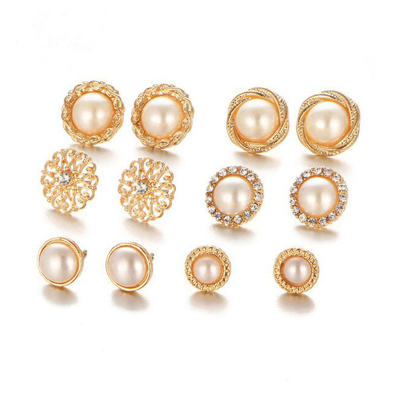 Gold Plated Geometric Stud Earrings For Women